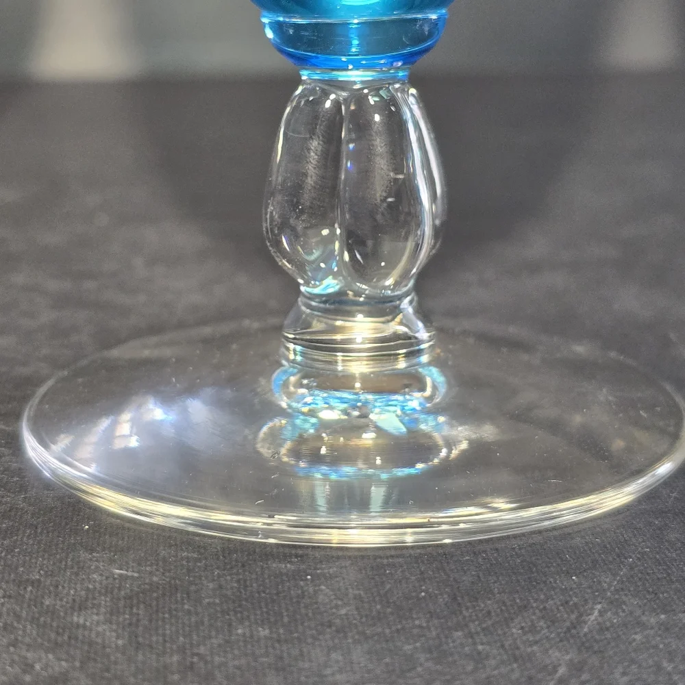 Seneca Blue Belnor Ice Tea Glasses, Stemmed Goblets, Set of 7, Elegant Drinkware - Picture 4 of 7